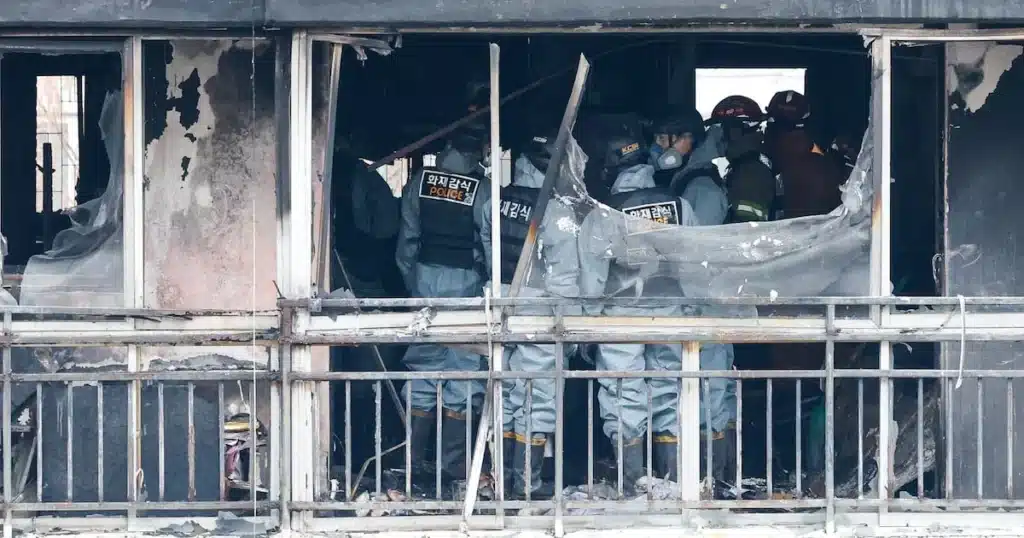 Seoul Mega-Apartment Fire: Evacuees Block Fire Truck Access
