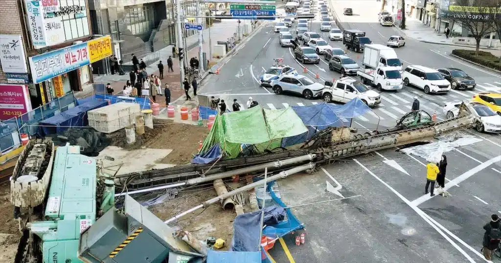 Daegu Subway Excavator Topples on Road, Injuring 3