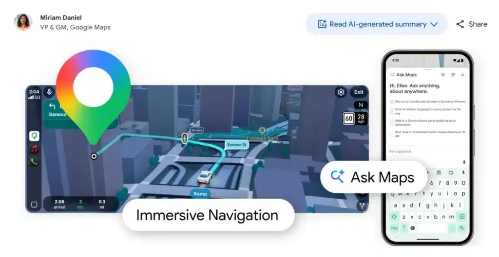Google Maps Launches Gemini AI ‘Ask Maps’ for Effortless Queries