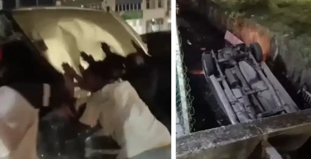 60-Year-Old Driver Rescued from Flooded Overturned Car in Malaysia